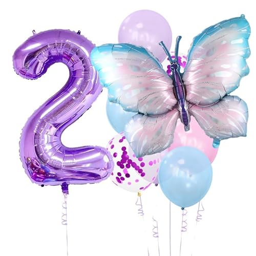 Schmetterling Geburtstag Dekorationen, 9 Stück riesige bunte Schmetterling Luftballons, Schmetterling Party Dekorationen Zubehör für Mädchen (Schmetterling 2) von WEIPUER