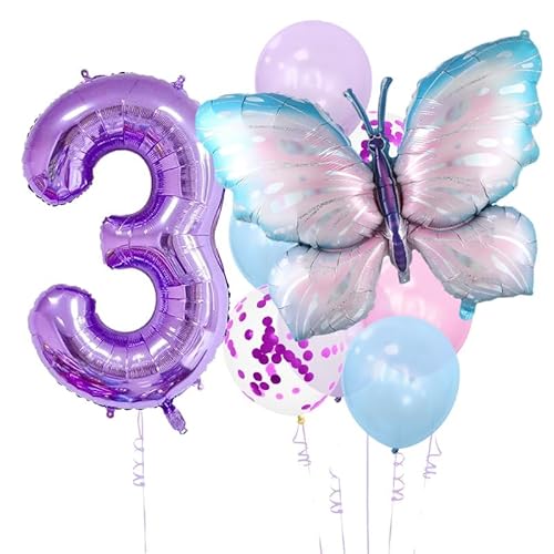 Schmetterling Geburtstag Dekorationen, 9 Stück riesige bunte Schmetterling Luftballons, Schmetterling Party Dekorationen Zubehör für Mädchen (Schmetterling 3) von WEIPUER