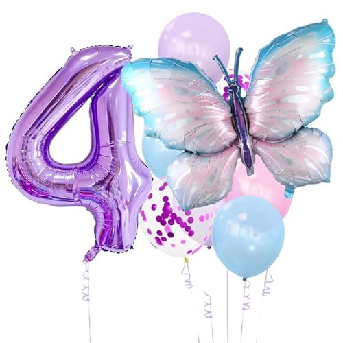 Schmetterling Geburtstag Dekorationen, 9 Stück riesige bunte Schmetterling Luftballons, Schmetterling Party Dekorationen Zubehör für Mädchen (Schmetterling 4) von WEIPUER