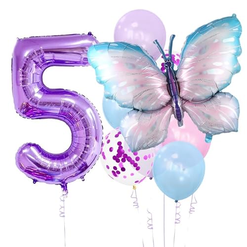 Schmetterling Geburtstag Dekorationen, 9 Stück riesige bunte Schmetterling Luftballons, Schmetterling Party Dekorationen Zubehör für Mädchen (Schmetterling 5) von WEIPUER