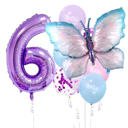 Schmetterling Geburtstag Dekorationen, 9 Stück riesige bunte Schmetterling Luftballons, Schmetterling Party Dekorationen Zubehör für Mädchen (Schmetterling 6) von WEIPUER