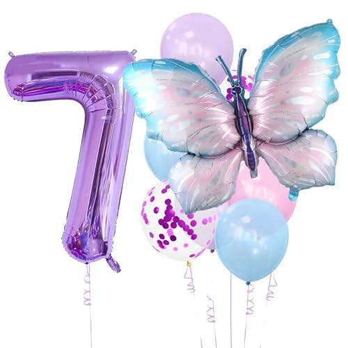 Schmetterling Geburtstag Dekorationen, 9 Stück riesige bunte Schmetterling Luftballons, Schmetterling Party Dekorationen Zubehör für Mädchen (Schmetterling 7) von WEIPUER