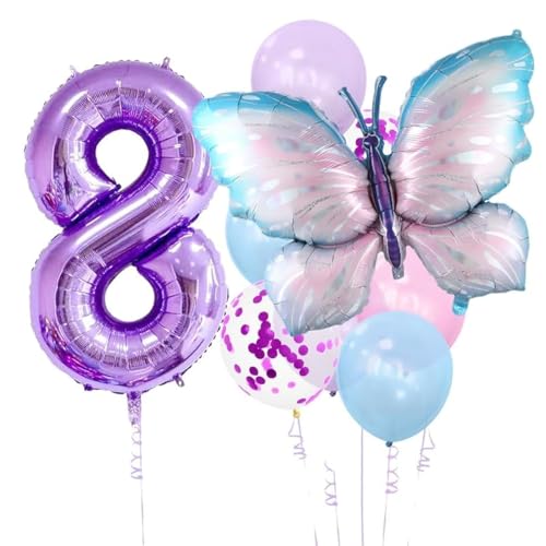 Schmetterling Geburtstag Dekorationen, 9 Stück riesige bunte Luftballons, Schmetterling Party Dekorationen Zubehör für Mädchen (8) von WEIPUER