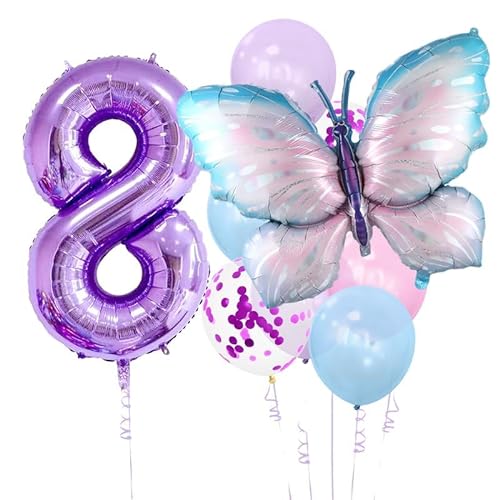 Schmetterling Geburtstag Dekorationen, 9 Stück riesige bunte Schmetterling Luftballons, Schmetterling Party Dekorationen Zubehör für Mädchen (Schmetterling 8) von WEIPUER