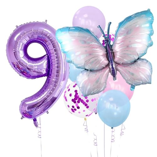 Schmetterling Geburtstag Dekorationen, 9 Stück riesige bunte Schmetterling Luftballons, Schmetterling Party Dekorationen Zubehör für Mädchen (Schmetterling 9) von WEIPUER
