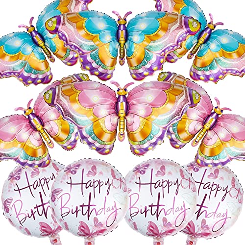 WEIPUER 10 Stück Schmetterling Folienballons, großer Schmetterling Fee Ballons, Schmetterlingsthema, Partyzubehör für Mädchen Kinder, geburtstagsdeko Mädchen (Rosa) von WEIPUER