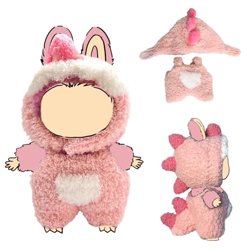 Kleidung für Labubu, Dinosaurier-Outfit für Labubus, Kleidung für Labubu-Puppe, Persönlichkeit Adorable Puppen Kleidung Zubehör für Labubu (KEINE Puppe) (Rosa) von WEIRAN