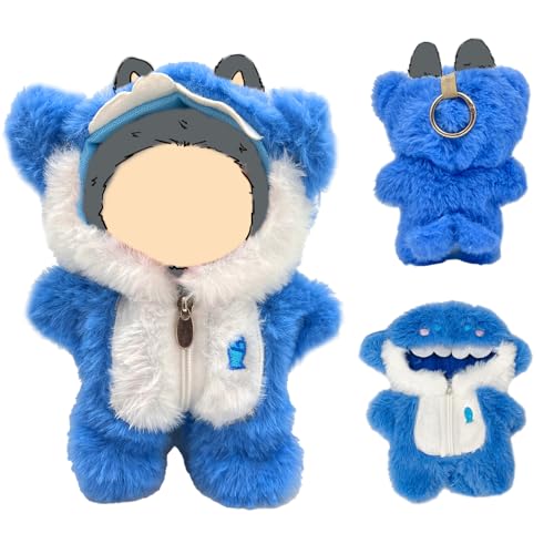 Kleidung für Labubu, Outfit für Labubus, niedliche Haifischkleidung für Labubu-Puppe, entzückende Puppenkleidung, Zubehör für Labubu (KEINE Puppe) (Blau) von WEIRAN