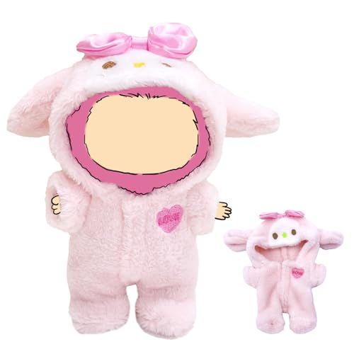 WEIRAN Puppenkleidung, 17 cm, rosa Outfits für Kleidung, Set mit niedlichen Puppen-Pjs-Accessoires, Designer, falscher Tierstil-Outfit, Overall (Hase Pink) von WEIRAN