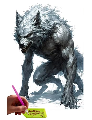 5D DIY Diamant Painting Erwachsene, Werwolf Diamant Malerei Full Kits Bilder Dekoration, 5D Diamant Painting Bilder Mit Diamond Painting Zubehör, für Kinder, Haus, Büro Dekoration 30x40cm C-351 5D DIY Diamant Painting Erwachsene, Werwolf Diamant Malerei Full Kits Bilder Dekoration, 5D Diamant Painting Bilder Mit Diamond Painting Zubehör, für Kinder, Haus, Büro Dekoration 30x40cm C-351 von WEISHIWE