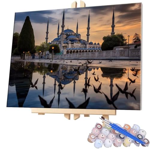 WEISHIWE Malen Nach Zahlen Moschee,40x50cm DIY Malen Nach Zahlen Erwachsene, DIY Kreativ Set für Erwachsene Handgemalt Ölgemälde Kits auf Leinwand Geschenk, Acryl-Malen Nach Zahlen für Wanddeko s-618 von WEISHIWE