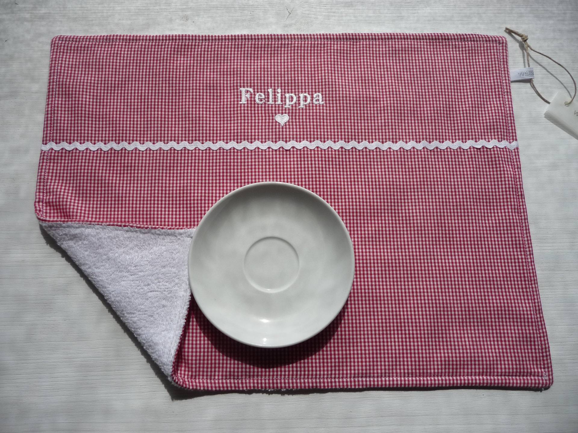 Platzset... Tischset Aus Stoff Vichykaro Mit Namen Und Herz/Stern Platzset... Tischset Aus Stoff Vichykaro Mit Namen Und Herz/Stern von WEISSHEITshop