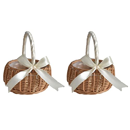 WEITAI 2 Geflochtener Blumenkorb Aus Rattan Aufbewahrungskorb BlumenmäDchen-Handkorb Handgefertigter Blumenkorb mit Schleife, Klein WEITAI 2 Geflochtener Blumenkorb Aus Rattan Aufbewahrungskorb BlumenmäDchen-Handkorb Handgefertigter Blumenkorb mit Schleife, Klein von WEITAI
