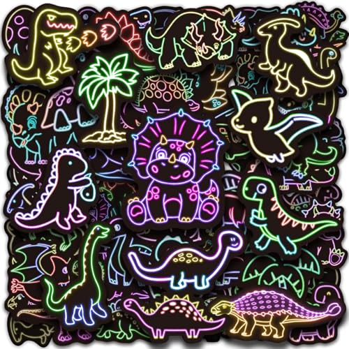 50 Stück Neon Dinosaurier Sticker Set, Lustige Vinyl Stickers für Kinder Wasserfeste Aufkleber für Auto Laptop Fotoalbum Skateboard Fahrrad Motorrad Computer Koffer 50 Stück Neon Dinosaurier Sticker Set, Lustige Vinyl Stickers für Kinder Wasserfeste Aufkleber für Auto Laptop Fotoalbum Skateboard Fahrrad Motorrad Computer Koffer von WEITAPYT