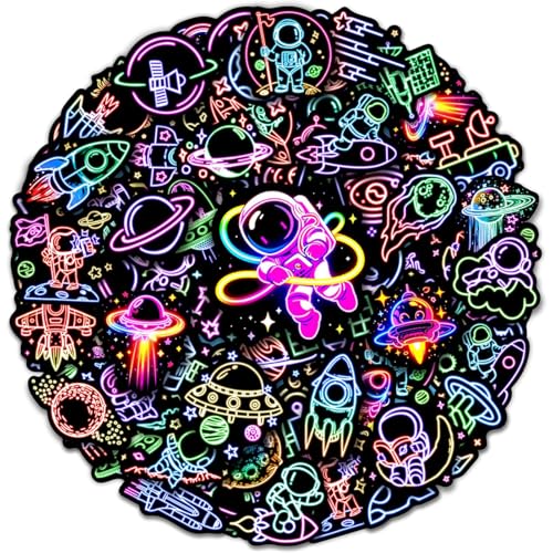 52 Stück Neon Astronauten Sticker Set, Lustige Vinyl Stickers für Kinder Wasserfeste Aufkleber für Auto Laptop Fotoalbum Skateboard Fahrrad Motorrad Computer Koffer 52 Stück Neon Astronauten Sticker Set, Lustige Vinyl Stickers für Kinder Wasserfeste Aufkleber für Auto Laptop Fotoalbum Skateboard Fahrrad Motorrad Computer Koffer von WEITAPYT