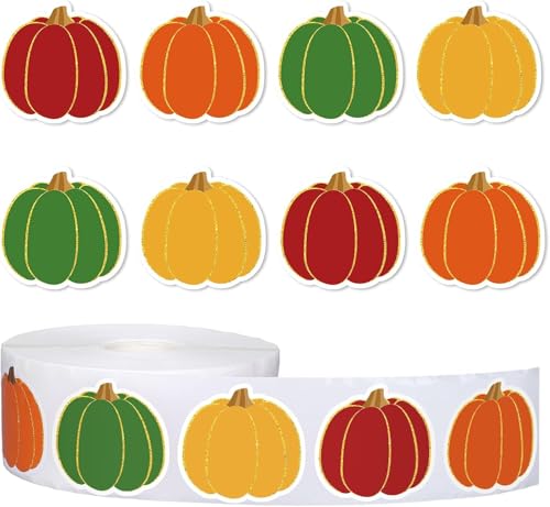 Herbst Aufkleber, 500 Stück Thanksgiving Kürbis-Aufkleber Deko Selbstklebende Sticker für Kinder Partygeschenke DIY Bastelset Herbst Dekorationen (Typ2) von WEITAPYT