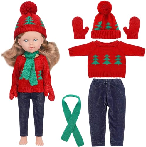 Weihnachtskleidung Puppe, Kleidung Outfits Für Baby Puppen, 18 Zoll Weihnachts Puppenkleidung, Winteranzug, Pullover, Hose, Mütze, Schal, Handschuhe, Geeignet Für 18 Zoll Puppen/B Weihnachtskleidung Puppe, Kleidung Outfits Für Baby Puppen, 18 Zoll Weihnachts Puppenkleidung, Winteranzug, Pullover, Hose, Mütze, Schal, Handschuhe, Geeignet Für 18 Zoll Puppen/B von WEITAPYT