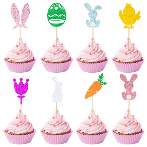 cupcake topper ostern, 16pcs cupcake topper hase, tortendeko ostern, kuchen topper hase, tortendeko kaninchen, cake topper hase, torten topper hase, Süße torten-Dekorationen für Ostern(B) von WEITAPYT