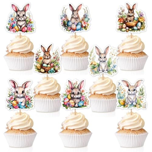 cupcake topper ostern, 24pcs cupcake topper hase, tortendeko ostern, kuchen topper hase, tortendeko kaninchen, cake topper hase, torten topper hase, Süße torten-Dekorationen für Ostern(C) von WEITAPYT