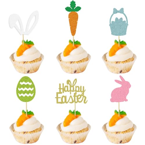 cupcake topper ostern, 24pcs cupcake topper hase, tortendeko ostern, kuchen topper hase, tortendeko kaninchen, cake topper hase, torten topper hase, Süße torten-Dekorationen für Ostern(D) von WEITAPYT