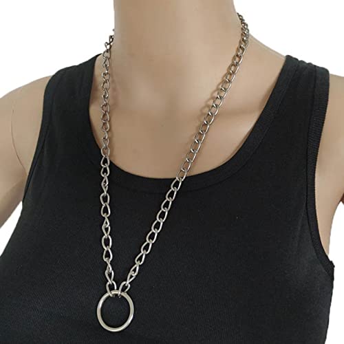 WEITING Damen Herren Punk Gothic Rock O Anhänger Halskette Metall Runde Metall Gliederketten Choker Halsband Halskette Modeschmuck - Silber, 50 cm WEITING Damen Herren Punk Gothic Rock O Anhänger Halskette Metall Runde Metall Gliederketten Choker Halsband Halskette Modeschmuck - Silber, 50 cm von WEITING