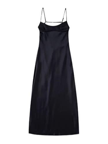 WEITING Damenmode, Satin, Ausgeschnitten, Midi-Kleid, Vintage, rückenfrei, Metallhaken, dünne Träger, weibliche Kleider, Vestidos Mujer, S WEITING Damenmode, Satin, Ausgeschnitten, Midi-Kleid, Vintage, rückenfrei, Metallhaken, dünne Träger, weibliche Kleider, Vestidos Mujer, S von WEITING