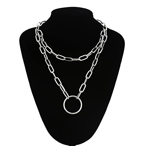 WEITING Trendige Gliederkette Halsketten für Damen und Herren, grob, dicker Choker-Schmuck am Hals, modische weibliche Grung-Accessoires, silber WEITING Trendige Gliederkette Halsketten für Damen und Herren, grob, dicker Choker-Schmuck am Hals, modische weibliche Grung-Accessoires, silber von WEITING