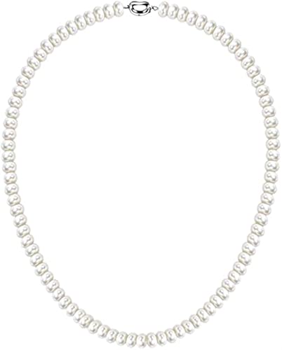 WEITING Weiße 7-10 mm Süßwasser-Zuchtperlen-Halskette aus Sterlingsilber, feiner Schmuck für Damen, Geburtstagsgeschenk, weiße Perlenkette, 9-10 mm, 45 cm von WEITING