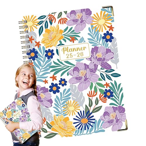 weiting Ringbuch - Planer Kalender Buch,A5 dickseitig Juli 2025 - Juni 2026 Blumenmuster Ringbuch für Notizen Skizzen Planung von WEITING