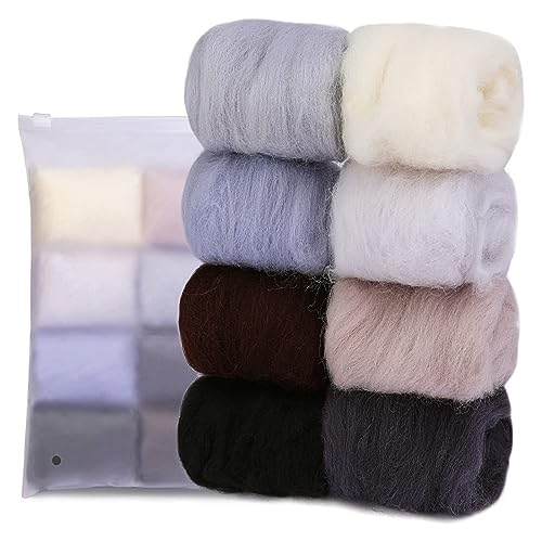 Die Wolle, 10 g Packung mit 8 mehrfarbigen Wollgarnen for Nadelfilzen und Handspinnen, DIY-Handwerk Die Wolle, 10 g Packung mit 8 mehrfarbigen Wollgarnen for Nadelfilzen und Handspinnen, DIY-Handwerk von WEITINGKKK