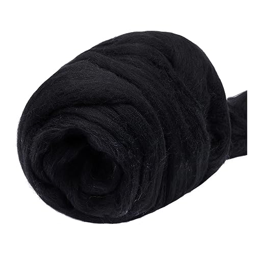 Die Wolle, 250g Wolle Roving Top Chunky Garn for DIY Handwerk Hand Spinning Filzen Weben Multicolor(Black) von WEITINGKKK