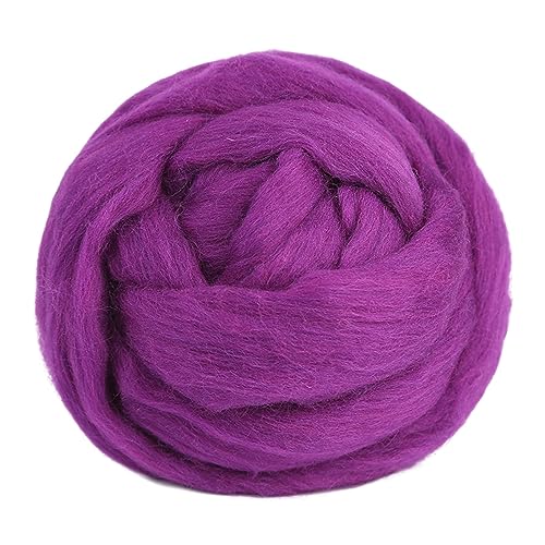 Die Wolle, 250g Wolle Roving Top Chunky Garn for DIY Handwerk Hand Spinning Filzen Weben Multicolor(Purple) von WEITINGKKK