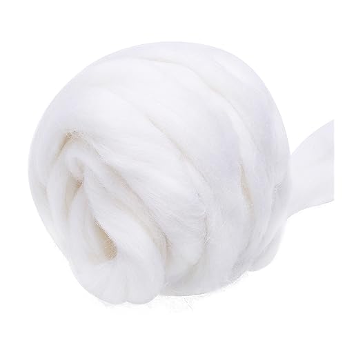 Die Wolle, 250g Wolle Roving Top Chunky Garn for DIY Handwerk Hand Spinning Filzen Weben Multicolor(White) von WEITINGKKK