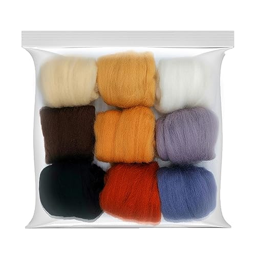 Die Wolle, 90 g Rovingwolle for Trocken-Nass-Nadelfilzen, Packung mit 9 Farben, mehrfarbig, 19 Mikrometer Die Wolle, 90 g Rovingwolle for Trocken-Nass-Nadelfilzen, Packung mit 9 Farben, mehrfarbig, 19 Mikrometer von WEITINGKKK