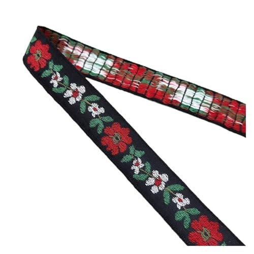 WEITINGKKK Jacquard-Band-Besatz, Jacquard-Bandbesatz, 3 Yards, 2 cm, mehrfarbig, Baumwolle, bestickt, for Gurtband, Kragen(Black) von WEITINGKKK
