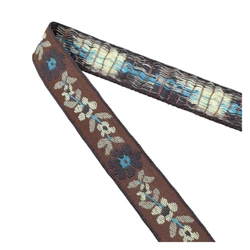 WEITINGKKK Jacquard-Band-Besatz, Jacquard-Bandbesatz, 3 Yards, 2 cm, mehrfarbig, Baumwolle, bestickt, for Gurtband, Kragen(Brown) von WEITINGKKK