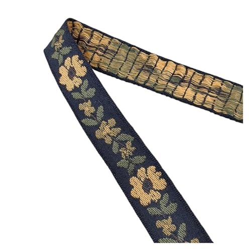 WEITINGKKK Jacquard-Band-Besatz, Jacquard-Bandbesatz, 3 Yards, 2 cm, mehrfarbig, Baumwolle, bestickt, for Gurtband, Kragen(Yellow) von WEITINGKKK