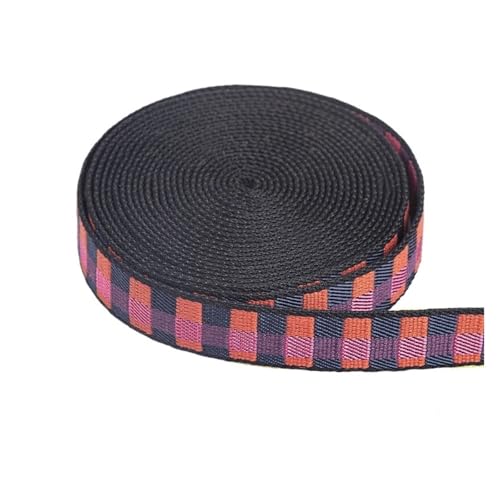 WEITINGKKK Jacquard-Band-Besatz, Jacquard-Baumwoll-Polyester-Band-Gurtbänder for Taschengürtel 1/2 Zoll Multicolor 5 Meter(1 Inch-rose Purple) von WEITINGKKK