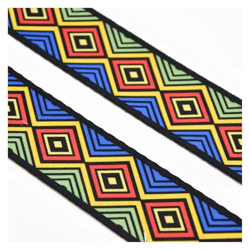 WEITINGKKK Jacquard-Band-Besatz, Jacquardband, 1 Yard, 38 mm, mehrfarbig, bestickter Stoff for DIY-Kleidungstaschenzubehör(1) von WEITINGKKK