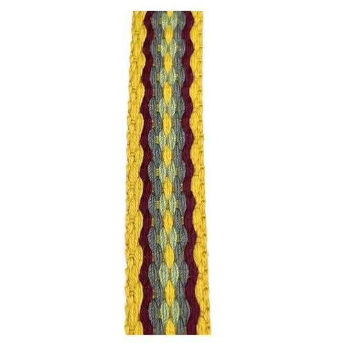 WEITINGKKK Jacquard-Band-Besatz, Jacquardband, 20 mm, Polyester, gewebt, for DIY-Kleidung, Taschen, Haustierhalsband, mehrfarbig(Yellow) von WEITINGKKK