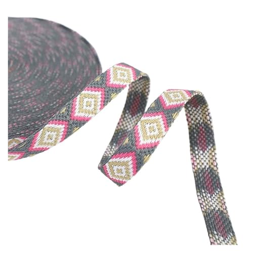 WEITINGKKK Jacquard-Band-Besatz, Jacquardband, 3 Yards, 10–20 mm, mehrfarbig, for Heimwerker, Nähen, Basteln, Gürtel, Kragen(15mm 3yards 14) von WEITINGKKK