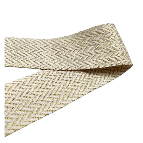 WEITINGKKK Jacquard-Band-Besatz, Jacquardband, Baumwolle, Goldfaden, 40 mm Breite, for Nähen, Basteln, for Taschen, Kleidungsstücke, DIY, bestickt, mehrfarbig, 1 Meter(Gold Beige) von WEITINGKKK