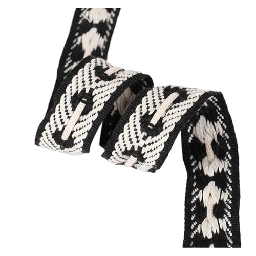 WEITINGKKK Jacquard-Band-Besatz, Jacquardband, Gurtband, Polyester-Baumwolle, 30 mm Breite, 2,56 mm Dicke, 45,7 m, Weiß und Schwarz von WEITINGKKK