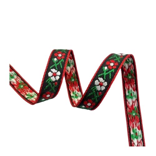 WEITINGKKK Jacquard-Band-Besatz, Jacquardband, kleine Blumen, Polyester-Gurtband, 1,4 cm Breite, 9,1 m, mehrfarbig(Red) von WEITINGKKK