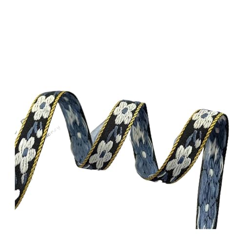 WEITINGKKK Jacquard-Band-Besatz, Jacquardband, kleine Blumen, Polyester-Gurtband, 1,4 cm Breite, 9,1 m, mehrfarbig(White) von WEITINGKKK