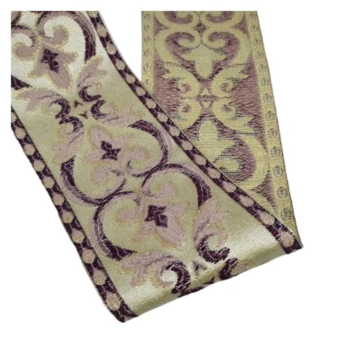 WEITINGKKK Jacquard-Band-Besatz, Jacquardband Gurtband 9 cm breit x 8 Yards Poly Craft Vorhang Tasche DIY Multicolor(Beige) von WEITINGKKK
