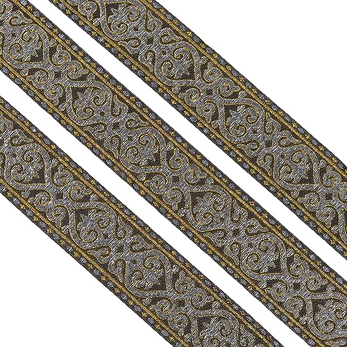 WEITINGKKK Jacquard-Band-Besatz, Jacquardbandbesatz aus Polyester, 50 mm breit, 7 m, mehrfarbig(Black) von WEITINGKKK
