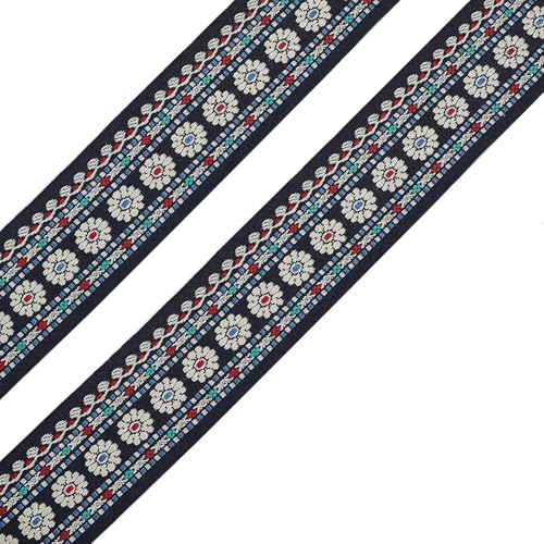 WEITINGKKK Jacquard-Band-Besatz, Jacquardbandbesatz aus Polyester, 50 mm breit, 7 m, mehrfarbig(Red) von WEITINGKKK
