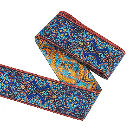 WEITINGKKK Jacquard-Band-Besatz, Jacquardbandbesatz for Nähen von Besätzen, 50 mm breit, 5 m, mehrfarbig(Marine Blue) von WEITINGKKK