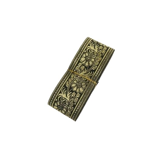 WEITINGKKK Jacquard-Band-Besatz, Polyester-Jacquardband, 5 cm, 10 Yards, mehrfarbig, for Taschen, Hüte, Vorhänge, Bekleidungszubehör(Black) von WEITINGKKK
